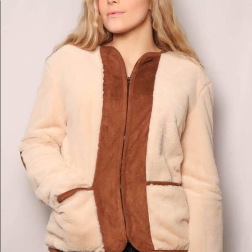 Mittoshop Cream/Brown Teddy Bear Jacket NWT